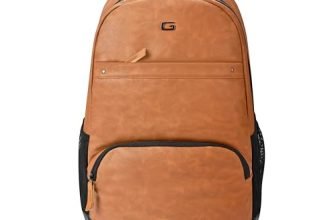 Gear vintage 2 19”/33L Large Faux Leather without AntitheftWater Resistant Laptop Backpack/Casual Backpack/Daypack/Travel Backpack/College Bag For Men/Women(Tan-Black)
