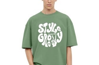 London Hills Printed Men Round Neck Oversized T-Shirt LH_T_OS_Style_Groovy_109_Green_Size_M.