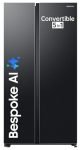 Samsung 653 L, 3 Star, Frost Free, Double Door, Convertible 5-in-1 Digital Inverter, Side By Side AI Enabled Smart Refrigerator with WiFi (RS76CG8003B1HL, Black Matte/Black DOI)