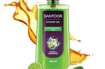 Santoor Refreshing Shower Gel With Natural Lemon & Frangipani Extracts| For Men & Women| For Soft and Fresh Skin| Suitable For All Skin Types| No Parabens| No Silicones| 500ml