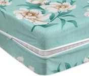 Bsb Home Premium Cotton Printed Mattress Cover/Protector With Zipper Chain|Provides All Around Protection With 360° Encasing |Single Size Bed – 72X36+6 Inches (6 X 3 Feet Mattress) – Light Green