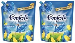 Comfort Morning Fresh Fabric Conditioner 2 L Refill Pack | After Wash Liquid Fabric Softener (Offer Pack) | Softness, Shine & Long Lasting Freshness (Pack Of 2)