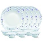 Larah By Borosil Glass Florathali Set (White) – 18 Pieces