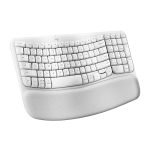 Logitech Wave Keys Wireless Ergonomic Keyboard with Cushioned Palm Rest, Comfortable Natural Typing, Easy-Switch, Bluetooth, Logi Bolt Receiver, for Multi-OS, Windows/Mac – Off White