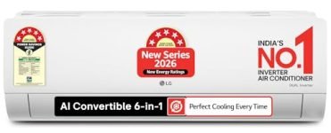 LG 1.5 Ton 5 Star,New star rated, Smart Inverter Split AC (Copper, AI Convertible 6in1,VIRAAT Mode, Faster Cooling & Energy Saving, 4 Way Swing, HD Filter with AntiVirus Protection, AS-Q19YNZE1,White)