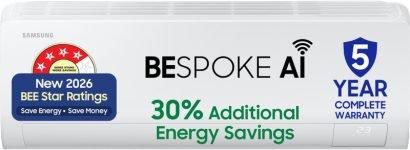 Samsung Bespoke Ai 2026 Model 1.5 Ton 4 Star Split Inverter With Wi-Fi Energy Saving, Voice Control, Powerful Cooling, Copper, 4 Way Swing, 5 Step Convertible Ac(Ar50H18D14Hnna,,Ar50H18D14Hxna, White)