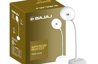 Bajaj Softlite Led Multi-Cct 3 In 1 Color Modes Table Lamp | 360 Degree Rotating Head | Feather Touch Operation | 1 Year – Warranty | Upto 4 Hours Backup Time (Pack Of 1, White)