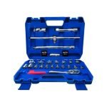 AvitaDomus Hand Tool DN-2462 46-Piece 1/4″ (6.35mm) Drive Hex Socket Set with 72-Tooth Reversible Ratchet – CrV Steel Construction for Automotive, Construction, DIY & Engineering