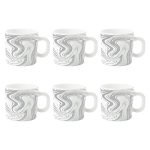 Larah By Borosil Marble Opalware Mug Set – 6 Pieces, White, 180 Ml