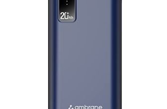 Ambrane 20000mAh Power Bank with 10.5W Fast Charging, Dual USB Output, Made in India, Multi-Layer Protection, Wide Compatibility, Stylish & Compact Design + Free Type-C Cable (Capsule 20, Blue)