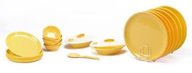 Signoraware Plastic Round Dinner Set (Lemon Yellow) – 23 Pieces