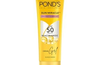 Pond’S Sun Miracle Spf 50 Pa+++ Crème Gel Sunscreen -Protect & Bright, With 3% Niacinamide, Fade Dark Spots In 4 Weeks, Lightweight, No White Cast 50G