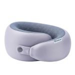 Billebon Memory Foam Neck Pillow with Cooling Gel, Snake Shape Travel Pillow with Snap Button, Neck Rest for Travelling & Flight Travel, Ergonomic Support for Comfort & Pain Relief (Grey)