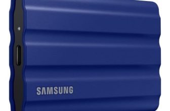 Samsung T7 Shield Portable SSD 1TB USB 3.2 Gen2 External SSD, Up to 1,050MB/s, Rugged, IP65 Water & Dust Resistant, for Photographers, Content Creators and Gaming, Mac Compatible, MU-PE1T0R, Blue