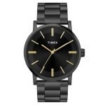 Timex Analog Watch For Man With Black Round Dial & Black Stainless Steel Bracelet Band Water Resistant Men’S Wrist Watches – Twhg35Smu09