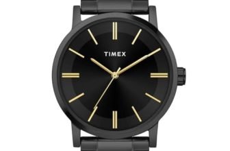 Timex Analog Watch For Man With Black Round Dial & Black Stainless Steel Bracelet Band Water Resistant Men’S Wrist Watches – Twhg35Smu09