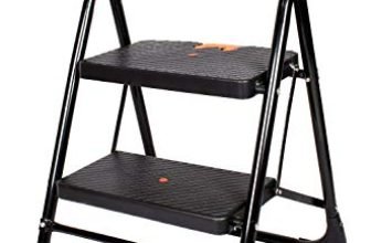 Cipla Plast 2 Step Ladder For Home Use | Heavy Duty Alloy Steel Foldable Step Ladder With Anti Skid Shoes And Extra Strong Wide Steps Milano 2 Steps | Gec-L2M (Black)