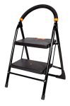 Cipla Plast 2 Step Ladder For Home Use | Heavy Duty Alloy Steel Foldable Step Ladder With Anti Skid Shoes And Extra Strong Wide Steps Milano 2 Steps | Gec-L2M (Black)