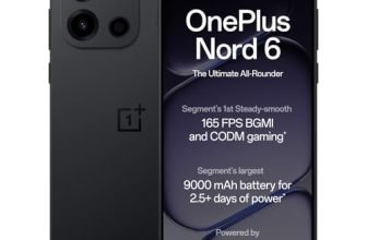 OnePlus Nord 6 | 8GB+256GB | Pitch Black | Snapdragon 8s Gen 4 | Segment’s First Stable 165FPS Gaming | Segment’s Largest 9000mAh Battery | Most Complete IP Rating | Personalized AI
