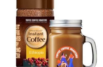 Toffee Coffee Roasters | Ethiopia Speciality Instant Coffee With Free Mason Jar | As Seen On Shark Tank | 100 Gm | 100% Arabica | Ready In Seconds | Microground Technology | Makes 50 Cups