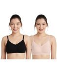 Amazon Brand – Symbol Women’s Cotton Stretch Non Padded Wire Free Full Coverage Lift Up Bra (Pack of 2) (BRA-14 Cont_Black-Blush_34B)
