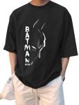 LEOTUDE Men’s Graphic Print Half Sleeve Round Neck Cottonblend Oversized Tshirt for Man (FS49_Navy_BOSTN_U1_P_Black_L)