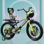 Vesco Kick Pro 14 T Kids Cycle With Balance Wheel & Back Rest Seat/Water Bottle | Rigid Fork, Frame 9 Inch | Ideal For 3 To 5 Years Boys & Girls (Green)