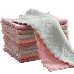 QURIPE 10 Pack Kitchen Cloth Dish Towels, Microfiber Cleaning Cloth Double-Sided Dish Drying Towel Reusable for House Furniture Table Kitchen Dish Window Glasses 9.85X9.85in, grey