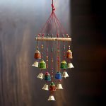 eCraftIndia Multicolour Handcrafted Decorative Window Door Wall Hanging Bells Wind Chimes Showpiece| Diwali Decoration Items for Home Decor| Gift for Diwali Navratri Housewarming