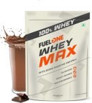 FUELONE Whey Max, Whey Protein Concentrate & Whey Protein Isolate, 27g Protein Whey Protein(1 kg, Chocolate)