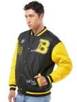 Bewakoof Men’S Color Block Black Stand Collar Neck Long Sleeve Oversized Fit Jacket