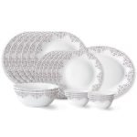 Larah By Borosil Lark Fluted Series Opalware Dinner Set | 21 Pieces For Family Of 6 | Microwave & Dishwasher Safe | Bone-Ash Free | Crockery Set For Dining & Gifting | Plates & Bowls | White