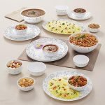 Larah By Borosil Moon Riva Dinner Set – 27 Pcs, Opal Glass Dinner Plates & Bowls Crockery Set For Dinning, White