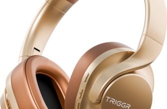 TRIGGR Punkheadz Z2 with 50H Battery, Dual Pairing, 40mm Drivers, ENC, Aux Port, v5.4 Bluetooth(Amber Gold, On the Ear)