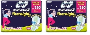 Sofy Anti Bacteria Overnight Extra Long Sanitary Pads, XX-Large, Pack of 40