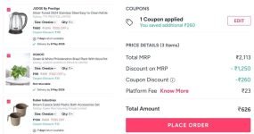 Loot kettle Add kettle : Add these two  Add any 2 item : Total 3 item in cart & apply Code : HOMEBUYMORE