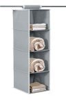 Kuber Industries 4 Shelf Non Wooven Fabric Closet Hanging Organizer,Clothes Storage Hanger for Family Closet Bedroom, Foldable and Universal Fit (Grey)-KUBMART15319