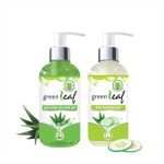 Greenleaf Pure Aloe Vera Gel 190 G & Greenleaf Aloe Cucumber Gel 190G Combo Natural Moisturizer For Face