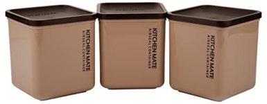 Asian Plastowares – Airtight Rectangular Storage Containers | Set of 3 | 1300ml each | Storage Container for Kitchen | Ideal for dry fruits, chocolates, biscuits, namkeen, snack | BPA Free| Brown