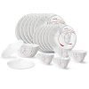 Larah By Borosil Boro Fluted Series Opalware Dinner Set | 28 Pieces For Family Of 6 | Microwave & Dishwasher Safe | Bone-Ash Free | Crockery Set For Dining & Gifting | Plates & Bowls | White