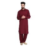 SOJANYA (Since 1958 Men’s Maroon Cotton Blend Pathani Kurta Salwar