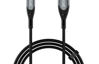 boAt Type A to C 65W Fast Charging Cable with 480 Mbps Data Transfer, Tangle-Free Cable in Premium Nylon Braided Design & Durable Aluminium Alloy Shell (Carbon Black)