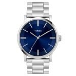 TIMEX Analog Watch for man with Blue Round Dial & Silver Stainless Steel Bracelet Band Water Resistant Men’s Wrist Watches – TWHG35SMU06