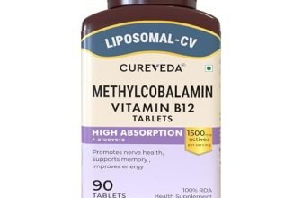 Cureveda Liposomal Vitamin B12 1500 Mcg Active Methylcobalamin Aloe Vera | High Absorption Tablets For Nerve Health, Memory & Energy | 90 Tablets (90 Day Pack)