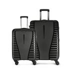 Aristocrat Air Pro Set of 2 Hard Polypropylene Check-in Trolley Bag(56+76cm)|Cabin & Large|Lightweight with 4 Wheel Spinner Strong Wheels, Secured Zip & Secured Combination Lock|Jet Black|Unisex