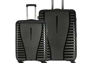 Aristocrat Air Pro Set of 2 Hard Polypropylene Check-in Trolley Bag(56+76cm)|Cabin & Large|Lightweight with 4 Wheel Spinner Strong Wheels, Secured Zip & Secured Combination Lock|Jet Black|Unisex