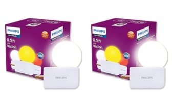 Philips Joy Vision Coral Rush 0.5W LED Night Lamp | Soft White Glow | Energy Efficient | Plug-in Prong Design | Ideal for Bedroom, Kids Room & Hallway (White, Pack of 2)