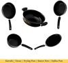 Jainpet Fry Pan 22 cm diameter 5 L capacity(Cast Iron, Non-stick, Induction Bottom)