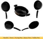 Jainpet Fry Pan 22 cm diameter 5 L capacity(Cast Iron, Non-stick, Induction Bottom)