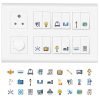 11 Strokes Switch Board Stickers for Home – 3 Sheets Self-Adhesive Switchboard Stickers with Colourful Appliance Icons, Decorative Electric Board Cover for White Wall Switches